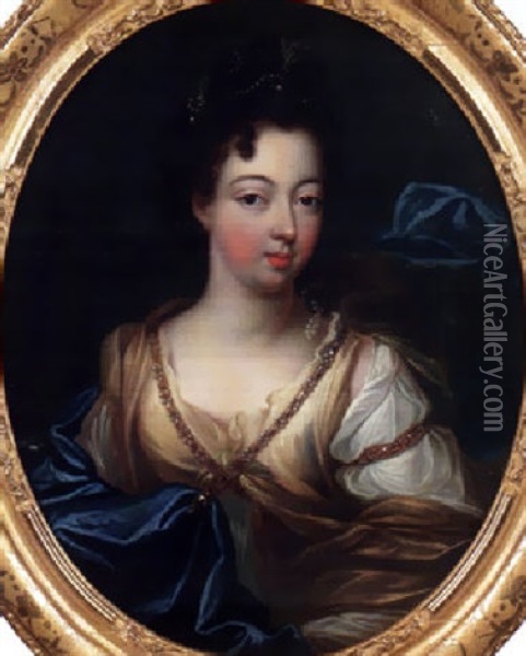 Madame D'orleans, Duchesse De Modena In Blauem Umhang Oil Painting - Pierre Gobert