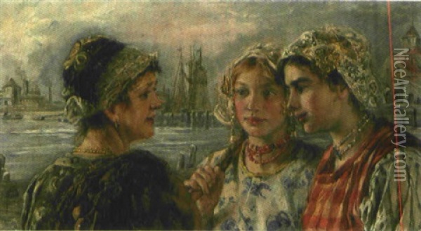 Drei Hollandische Fischermadchen Oil Painting - Maria (Philips-Weber) Weber