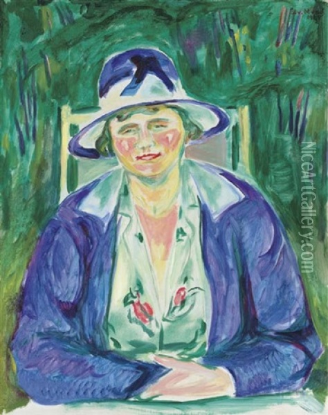 Portrait Of Mrs Maria Agatha Hudtwalcker (nee Meier) Oil Painting - Edvard Munch