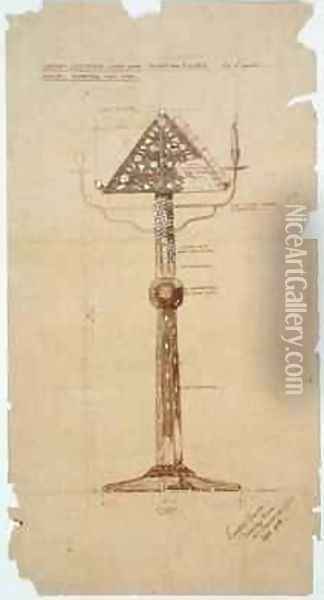 Design for Ebony Lectern inlaid with Bone and Silver for St Andrews Church Oil Painting - Ernest William Gimson