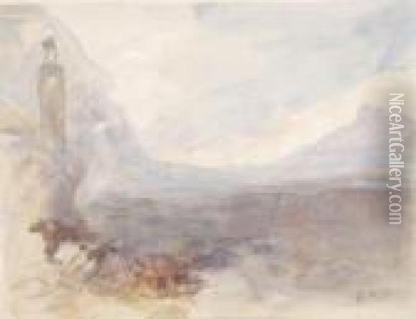 Coastal Scene (after Turner) Oil Painting - Hercules Brabazon Brabazon