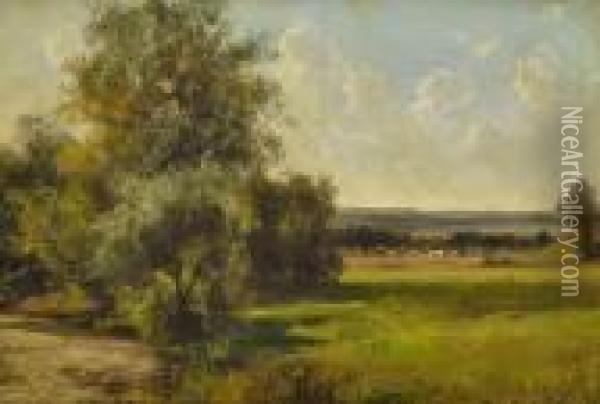 Sommerliche Baumlandschaft Mit Bachlauf Oil Painting - Ludwig Gustav Voltz