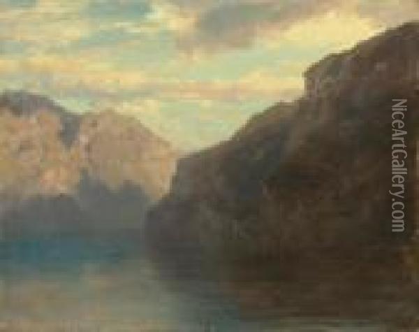 Mountain Lake Oil Painting - Alexandre Calame