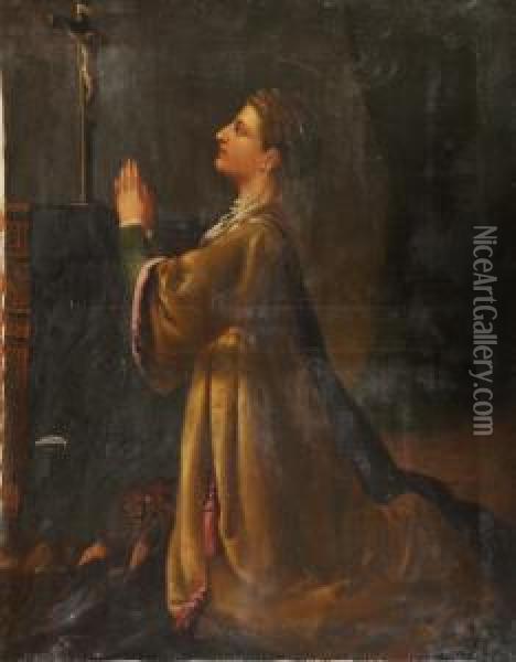 A Full Length Portrait Of Queen Elizabeth Of Hungary Oil Painting - Samuel Watson