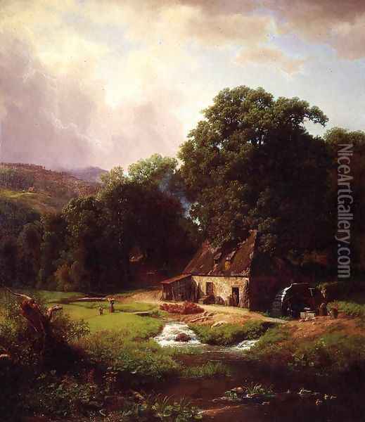 The Old Mill Oil Painting - Albert Bierstadt