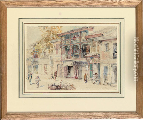 A Street In Bombay Oil Painting - Walter Duncan