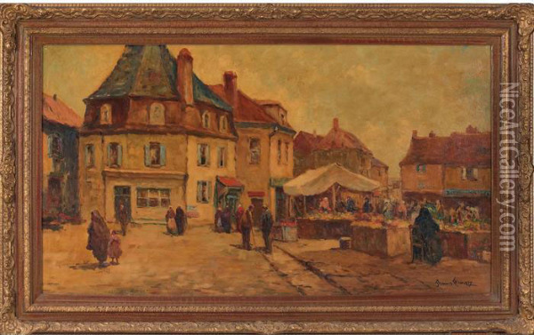Market Square Oil Painting - Dennis Ainsley