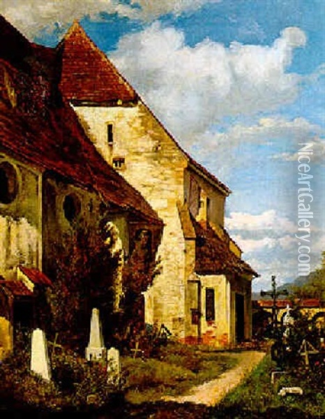 Hinter Der Dorfkirche Oil Painting - Theodor von Hoermann