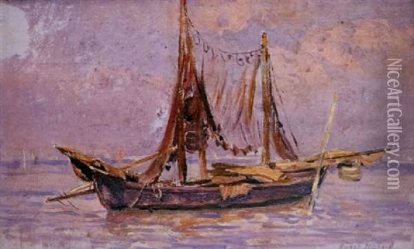 Barco De Pescador Oil Painting - Antonio Munoz Degrain