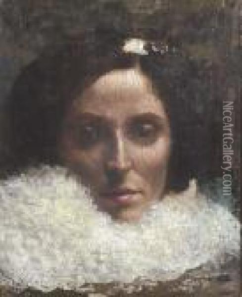 Bildnis Der Leopoldina Grubicy Oil Painting - Giovanni Segantini