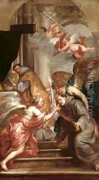 The Communion of St Bonaventure 1221-74 Oil Painting - Sir Anthony Van Dyck