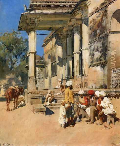 Portico of a Mosque, Ahmedabad Oil Painting - Edwin Lord Weeks