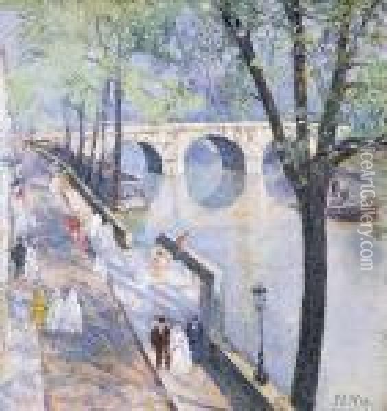Paris, Le Pont Marie Oil Painting - Elie Anatole Pavil