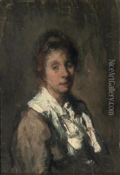Portrait Of Malvina, The Artist's Wife Oil Painting - Jakob Smits