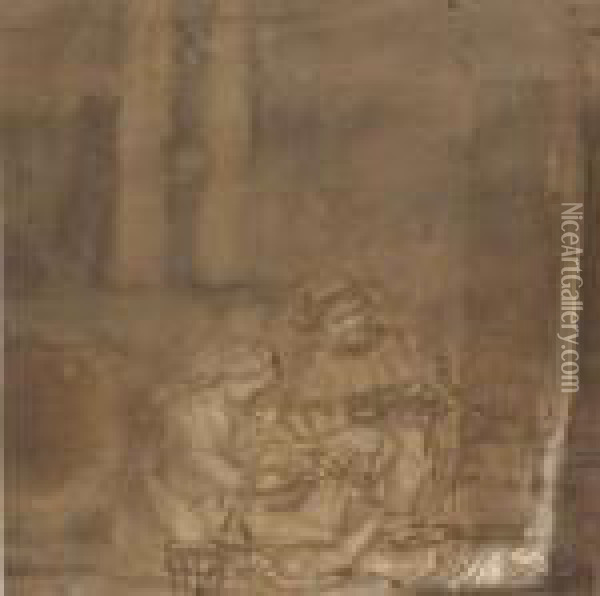 The Holy Family In An Interior Oil Painting - Rembrandt Van Rijn