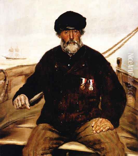 Pere Altazin Chief Lifeguard Of Honfleur Oil Painting - Jean-Francois Raffaelli