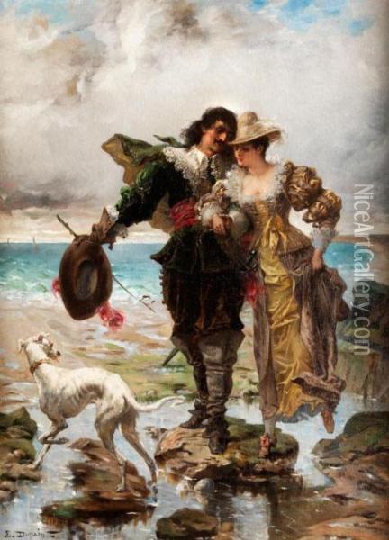 Romantische Szene Am Meer Oil Painting - Edmond Louis Dupain