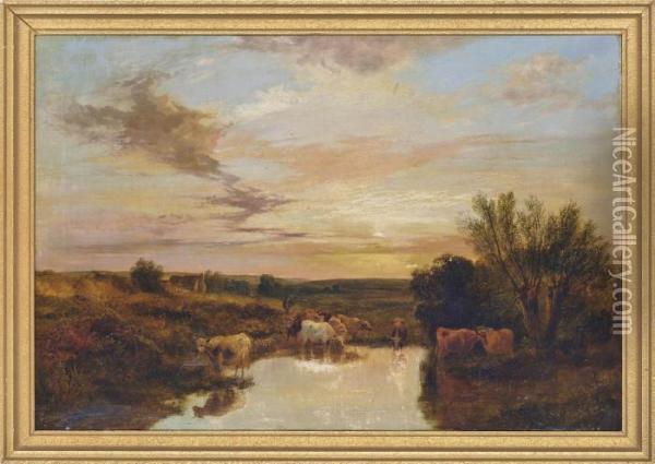 Near Esher, Surrey Oil Painting - George Shalders