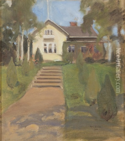 Mansion Oil Painting - Vilho Sjoestroem
