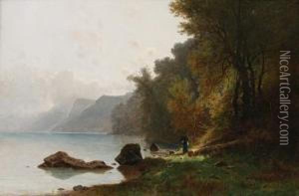 Paysage Lacustreanime Oil Painting - Gustave Castan