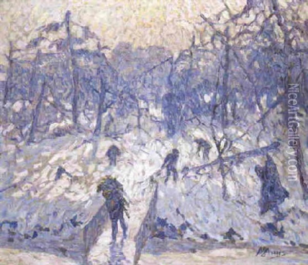 Wintermorgen In 't Beschoten Park Oil Painting - Modest Huys