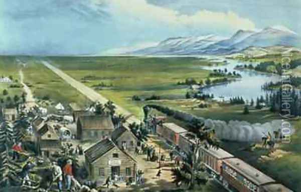 Across the Continent Westward the Course of Empire Takes its Way, pub. by Currier and Ives, New York, 1868 Oil Painting - Frances Flora Bond (Fanny) Palmer