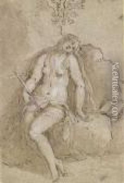 Maddalena Penitente Oil Painting - Acopo D'Antonio Negretti (see Palma Giovane)