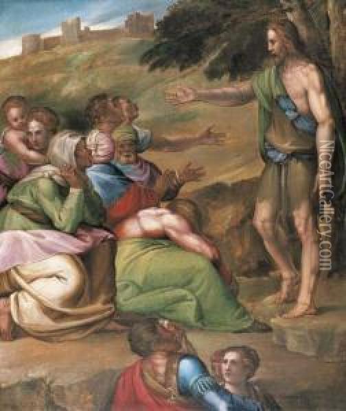Saint John The Baptist Preaching In The Wilderness Oil Painting - Battista Franco