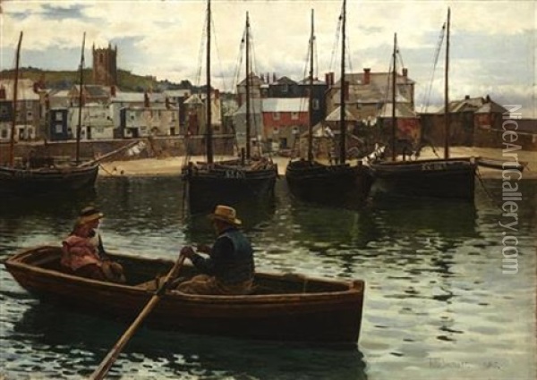 The Ferryman, St. Ives Oil Painting - William H. Bartlett