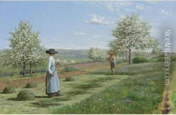 Springtime Oil Painting - Jean Ferdinand Monchablon