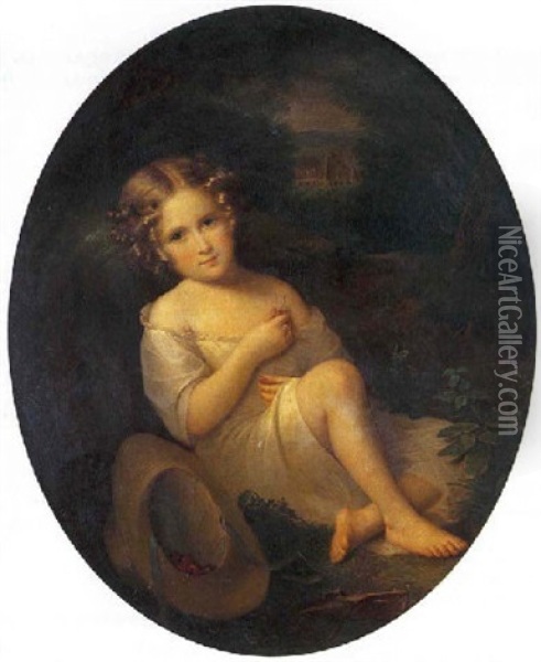 Portrait De Jeanne Seilliere A L'age De Cinq Ans Oil Painting - Louis Aime Grosclaude