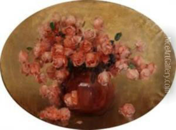 Rose Rosa Ovale Oil Painting - Luigi Serralunga