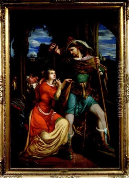 Siegfrieds Abschied Von Kriemhild Oil Painting - (Jakob) Franz J. Julius Goetzenberger