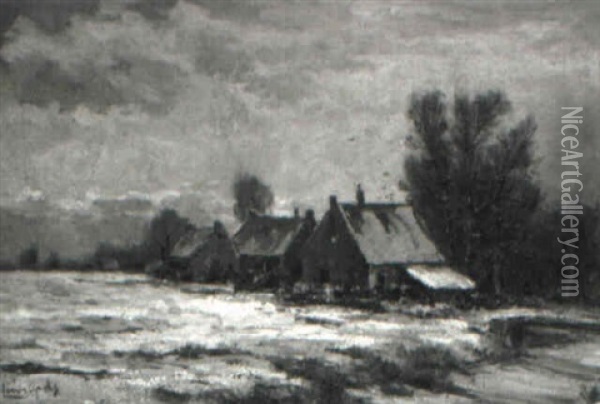 Hollandische Winterlandschaft Mit Bauernkaten Oil Painting - Louis Apol