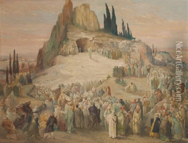 La Resurrection De Lazare Oil Painting - Gaston Hoffmann