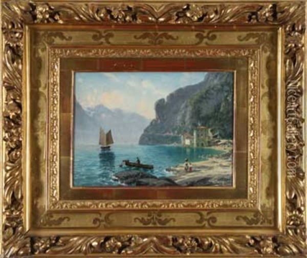 Am Gardasee Oil Painting - Josef von Schloegl