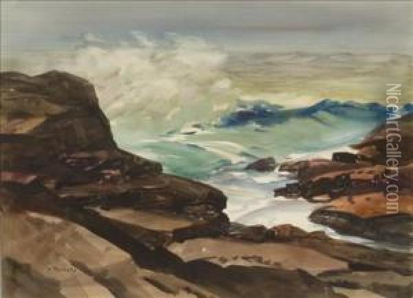 Views Of Rocky Coasts Oil Painting - Vladimir Pavlosky