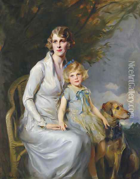 Mrs Paul Bridgeman and Miss Jeannine Bridgeman Oil Painting - Philip Alexius De Laszlo