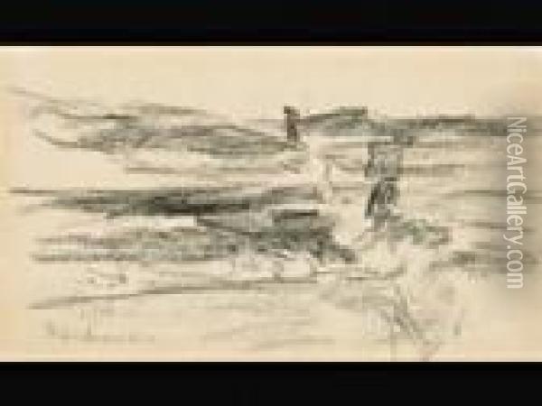 Zwei Kiepentrager In Den Dunen Oil Painting - Max Liebermann