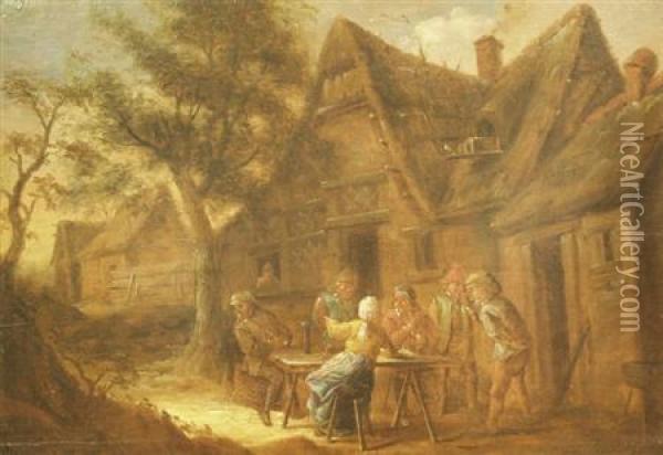 Peasants Outside A Tavern Oil Painting - David The Younger Teniers