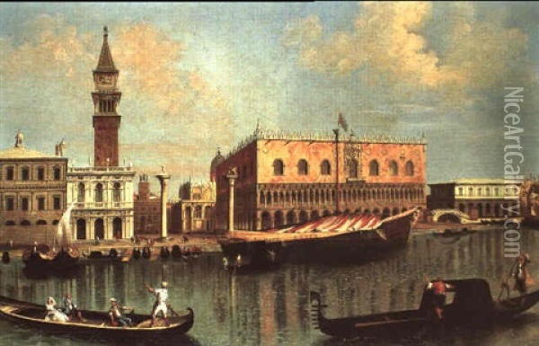 Veduta Della Piazzetta Dal Canal Grande Oil Painting - Giuseppe Bernardino Bison