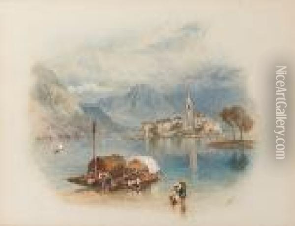 Isola Pescatori, Lago Maggiore Oil Painting - Myles Birket Foster