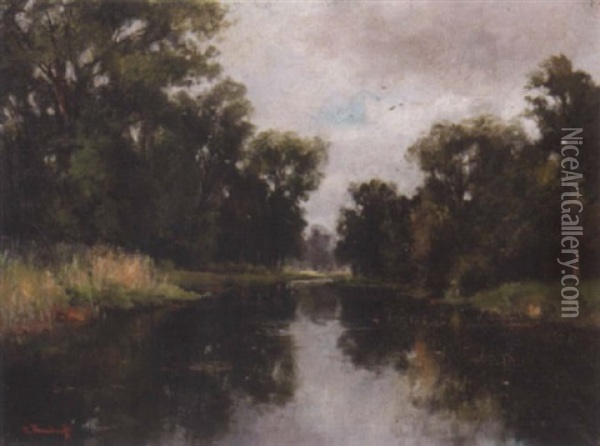 Landscape With Lake Oil Painting - Carl Rudolph Theuerkauff