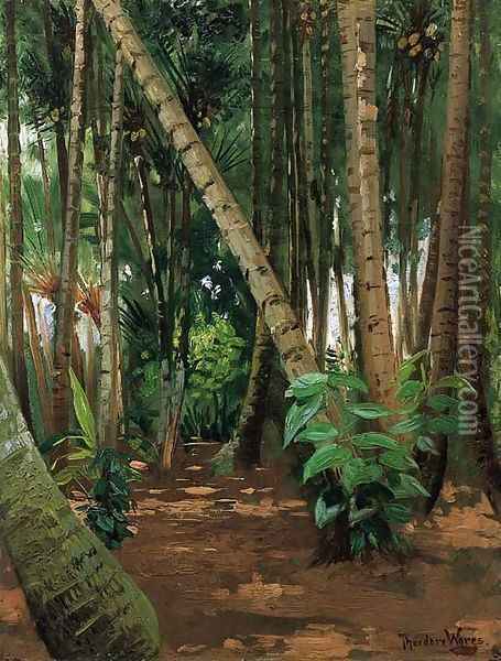 A Coconut Grove Oil Painting - Theodore Wores