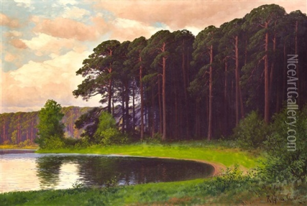 Markische Landschaft Am Waldsee Oil Painting - Rudolf Hellgrewe