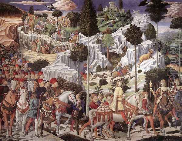 Procession of the Youngest King (east wall) 1459-60 Oil Painting - Benozzo di Lese di Sandro Gozzoli