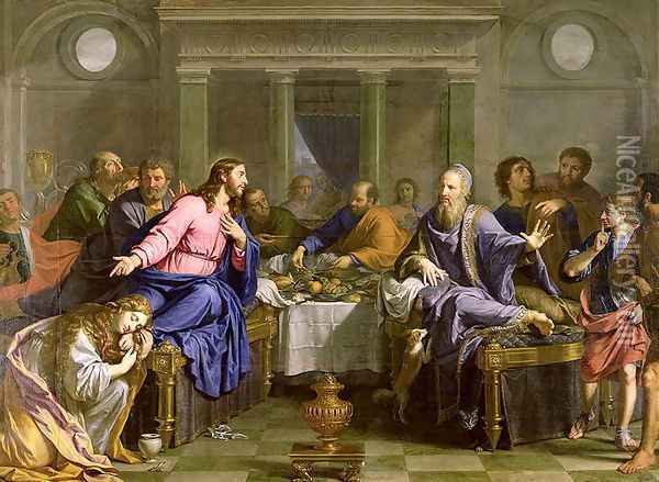 Christ in the House of Simon the Pharisee, c.1656 Oil Painting - Philippe de Champaigne