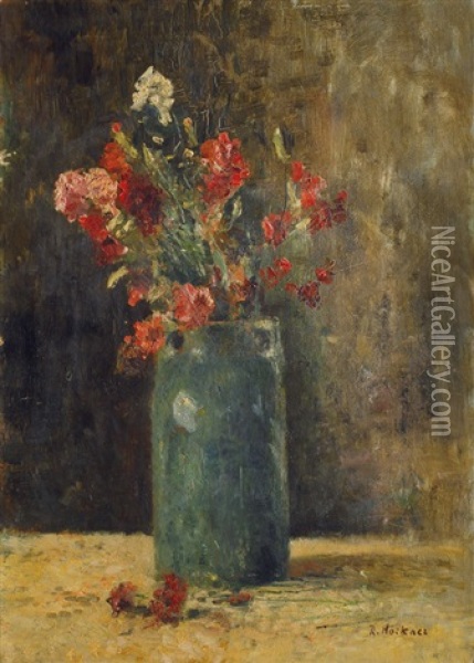 Flowers In A Vase Oil Painting - Rudolf Hoeckner