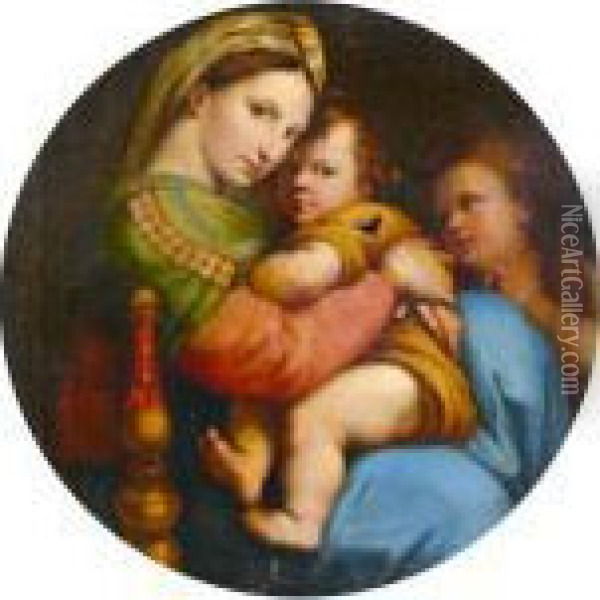 La Vierge A L'enfant Avec Saint Jean-baptiste Oil Painting - Raphael (Raffaello Sanzio of Urbino)