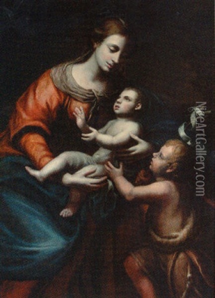 The Madonna And Child With The Infant Saint John The Baptist Oil Painting - Enea Salmeggia Talpino